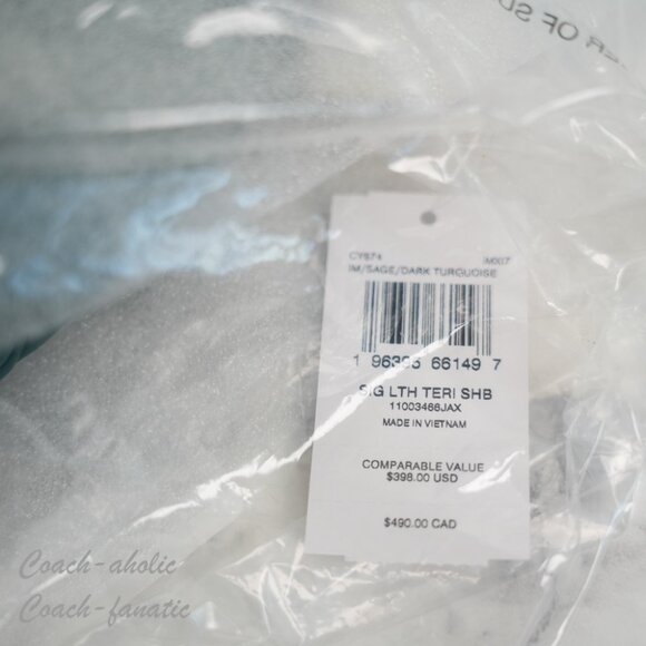 NWT Coach CY674 Teri Signature Blocked Leather Shoulder Bag in Sage Green SEALED - Picture 10 of 10